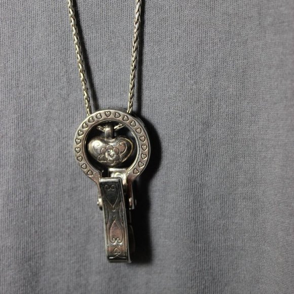 Brighton Clip ID Badge Floating Crystal Heart Long - Picture 1 of 5